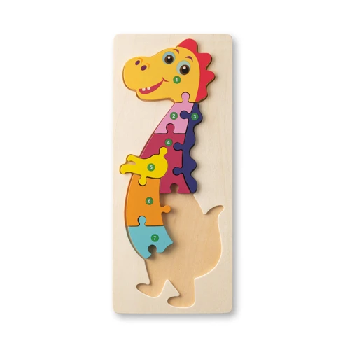 DIPLODOCO. Dinoszaurusz alakú puzzle, rétegelt fenyő lemezből Világos natúr 