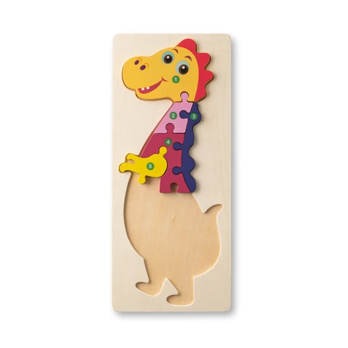 DIPLODOCO. Dinoszaurusz alakú puzzle, rétegelt fenyő lemezből Világos natúr 