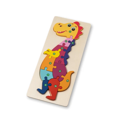 DIPLODOCO. Dinoszaurusz alakú puzzle, rétegelt fenyő lemezből Világos natúr 