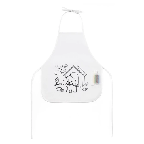 NILO. Gyermek kötény színezőhöz, nem szőtt anyagból (80 g/m²) Fehér 