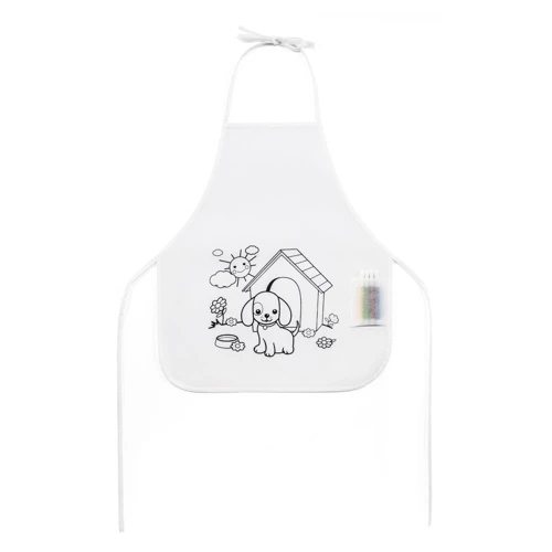 NILO. Gyermek kötény színezőhöz, nem szőtt anyagból (80 g/m²) Fehér 