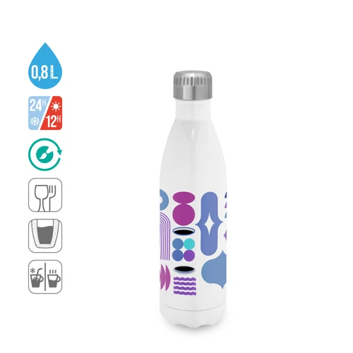 AMORTI L. Rozsdamentes acél szublimációs palack 800 ml Fehér 