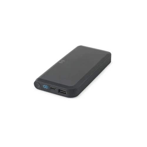 BECKER 10. 10.000 mAh-s power bank újrahasznosított ABS-ből (100% rABS) 15W szupergyors vezeték nélküli töltővel Fekete 