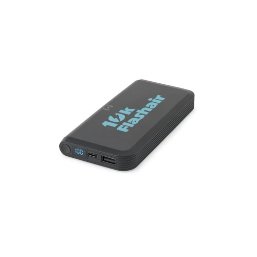 BECKER 10. 10.000 mAh-s power bank újrahasznosított ABS-ből (100% rABS) 15W szupergyors vezeték nélküli töltővel Fekete 