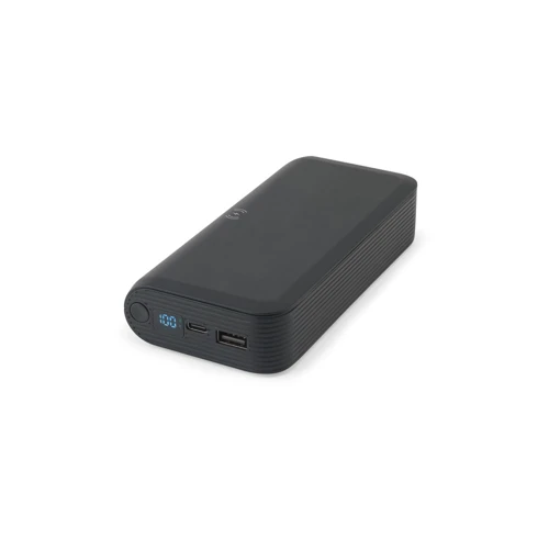 BECKER 20. 20.000 mAh-s power bank újrahasznosított ABS-ből (100% rABS) 15W szupergyors vezeték nélküli töltővel Fekete 