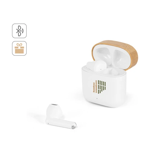 COBAIN. Vezeték nélküli fejhallgató 5 órás üzemidővel újrahasznosított ABS-ből (100% rABS) és bambusz anyagból Fehér 