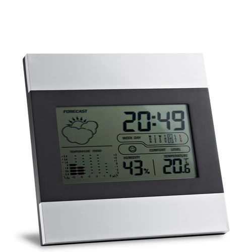 DENE. Asztali időjárás-állomás alumínium és ABS LCD képernyővel Szatén ezüst 