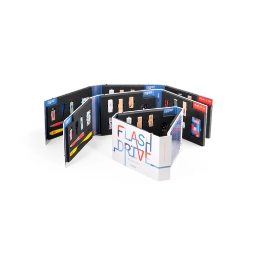 FLASH DRIVE SHOWCASE. Emblémázott pendrive bemutató készlet Vegyes színek 