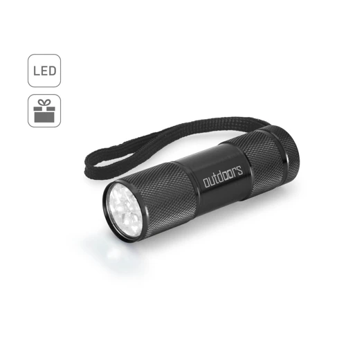 FLASHY. 9 LED-es alumínium zseblámpa fogantyúval Királykék 