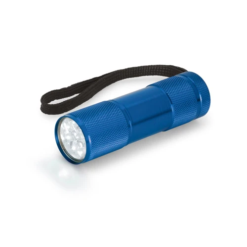 FLASHY. 9 LED-es alumínium zseblámpa fogantyúval Királykék 