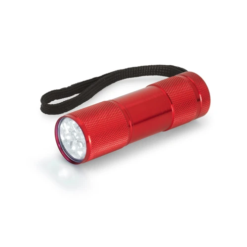FLASHY. 9 LED-es alumínium zseblámpa fogantyúval Piros 