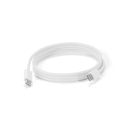 JEMISON. USB-C–USB-C kábel fonott vezetékkel (60W), ABS-ből, rozsdamentes acélból, alumíniumból és poliészterből készült Fehér 