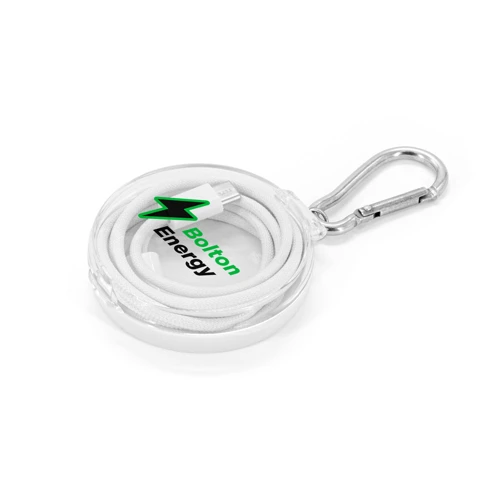 JEMISON. USB-C–USB-C kábel fonott vezetékkel (60W), ABS-ből, rozsdamentes acélból, alumíniumból és poliészterből készült Fehér 