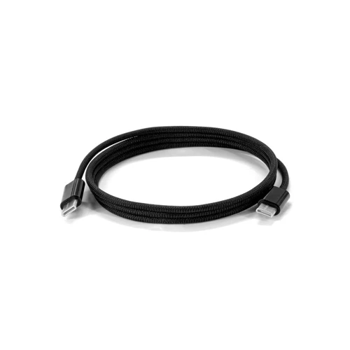 JEMISON. USB-C–USB-C kábel fonott vezetékkel (60W), ABS-ből, rozsdamentes acélból, alumíniumból és poliészterből készült Fekete 