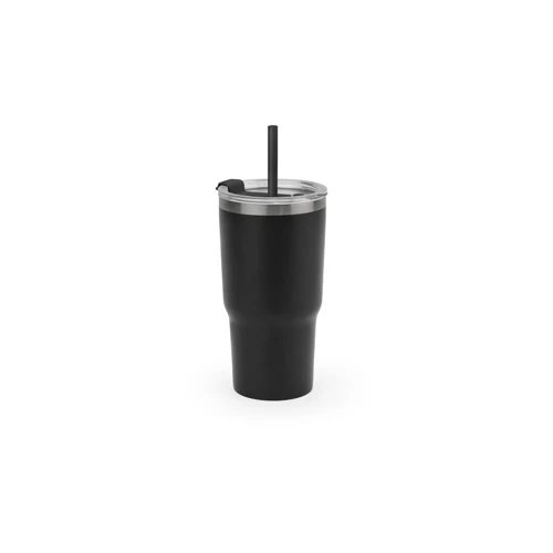 JOYNER M. Kompakt, rozsdamentes acél utazóbögre (91% újrahasznosított), vákuumszigetelt, duplafalú, matt felületű, 600 ml Fekete 