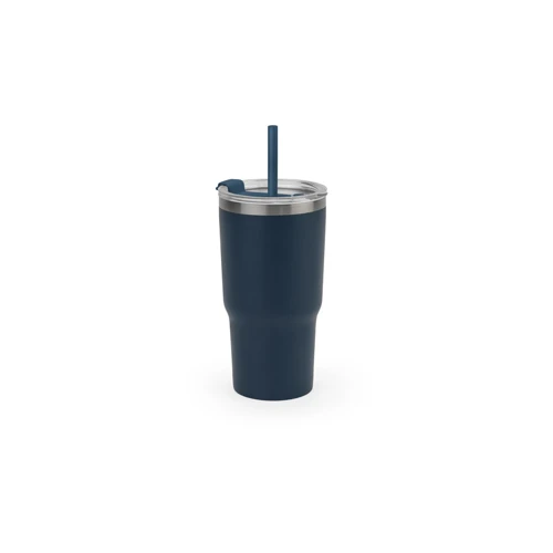 JOYNER M. Kompakt, rozsdamentes acél utazóbögre (91% újrahasznosított), vákuumszigetelt, duplafalú, matt felületű, 600 ml Sötétkék 