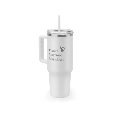 JOYNER XL. Nagy, rozsdamentes acél utazóbögre (91% újrahasznosított), vákuumszigetelt duplafalú, matt felületű, 1300 ml Fehér 