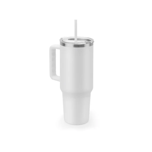 JOYNER XL. Nagy, rozsdamentes acél utazóbögre (91% újrahasznosított), vákuumszigetelt duplafalú, matt felületű, 1300 ml Fehér 