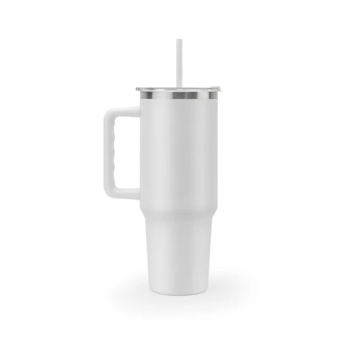 JOYNER XL. Nagy, rozsdamentes acél utazóbögre (91% újrahasznosított), vákuumszigetelt duplafalú, matt felületű, 1300 ml Fehér 