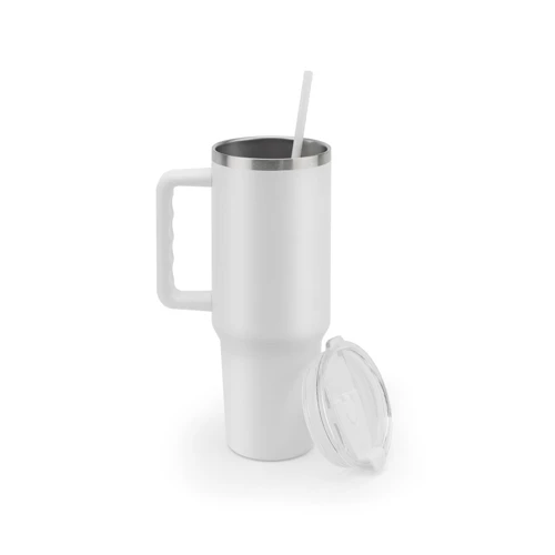 JOYNER XL. Nagy, rozsdamentes acél utazóbögre (91% újrahasznosított), vákuumszigetelt duplafalú, matt felületű, 1300 ml Fehér 