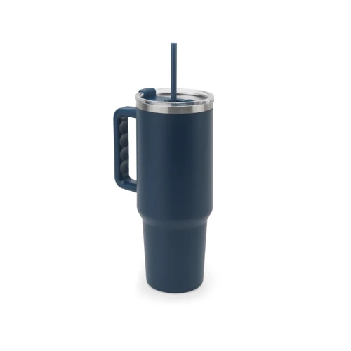 JOYNER XL. Nagy, rozsdamentes acél utazóbögre (91% újrahasznosított), vákuumszigetelt duplafalú, matt felületű, 1300 ml Sötétkék 