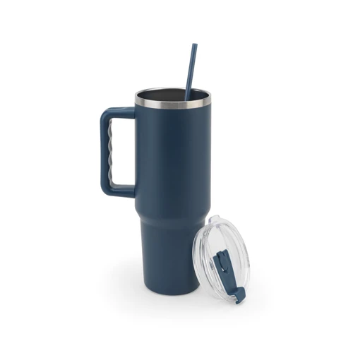 JOYNER XL. Nagy, rozsdamentes acél utazóbögre (91% újrahasznosított), vákuumszigetelt duplafalú, matt felületű, 1300 ml Sötétkék 