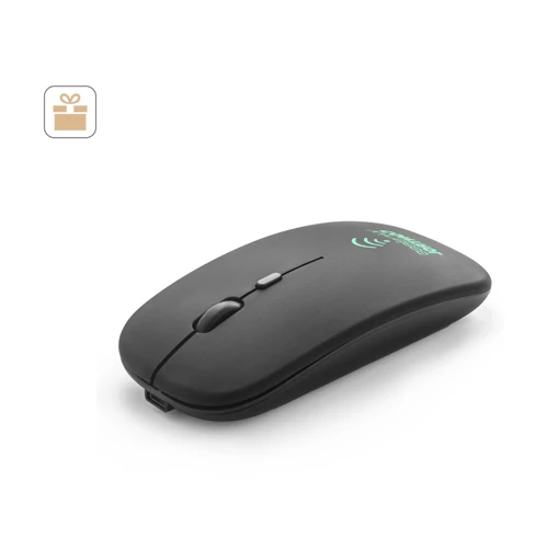 KHAN. Vezeték nélküli egér 500mAh akkumulátorral újrahasznosított ABS-ből (100% rABS) Fekete 