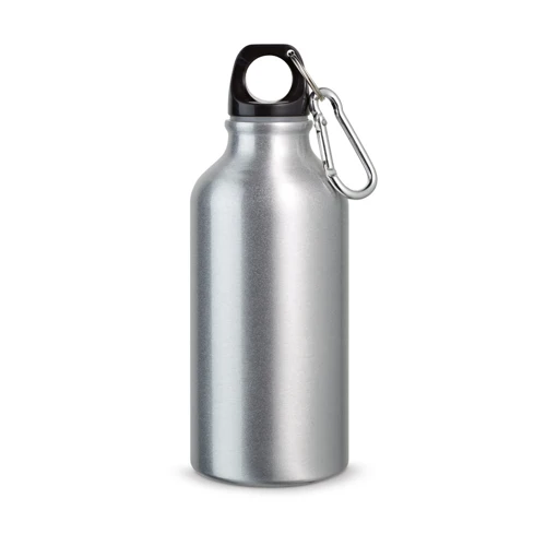 LANDSCAPE S. Alumínium sport palack karabinerrel 400 ml Szatén ezüst 