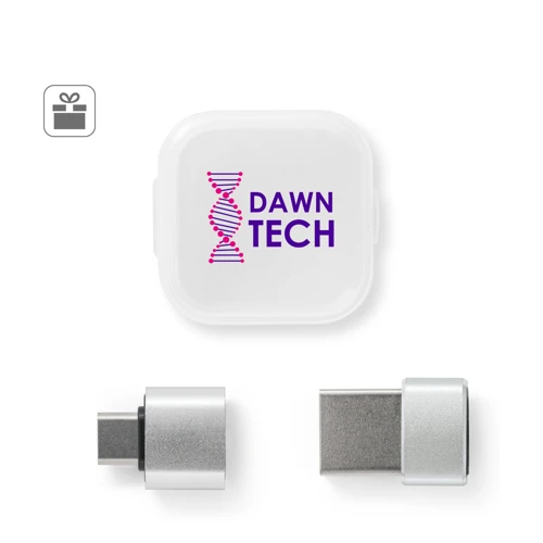 MINSKY. 2 darab alumínium USB-A / USB-C adapterkészlet Szatén ezüst 