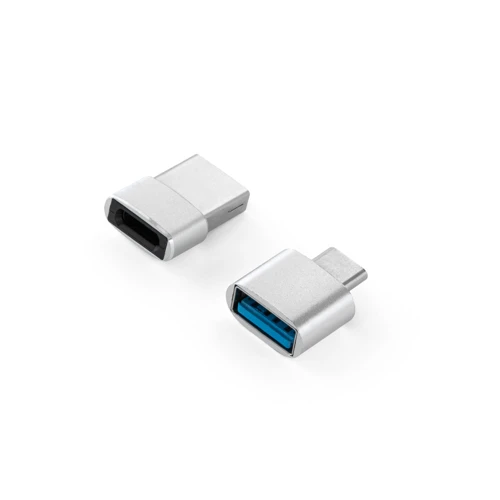 MINSKY. 2 darab alumínium USB-A / USB-C adapterkészlet Szatén ezüst 
