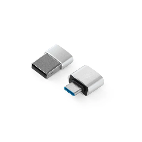 MINSKY. 2 darab alumínium USB-A / USB-C adapterkészlet Szatén ezüst 