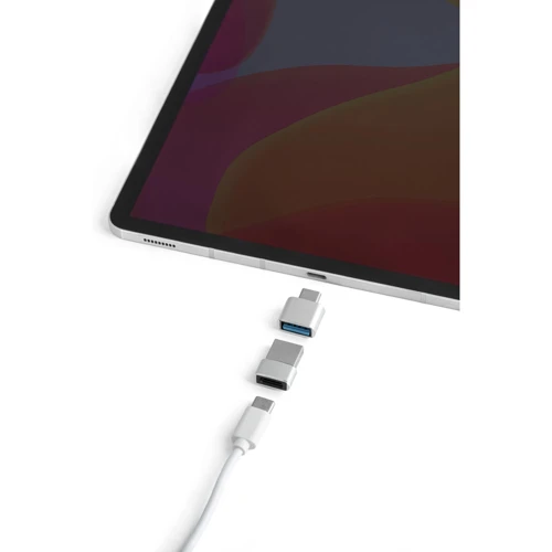 MINSKY. 2 darab alumínium USB-A / USB-C adapterkészlet Szatén ezüst 