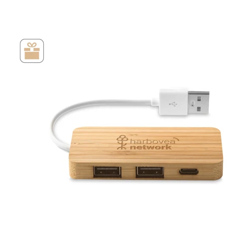 MOSER. HUB 2 USB-A és 1 USB-C porttal bambuszból Natúr 