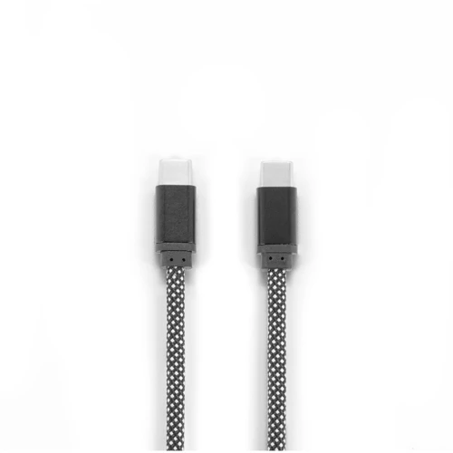NADELLA. USB-C–USB-C kábel fonott poliészter vezetékkel (60 W),** mágneses rendszerrel a könnyű feltekeréshez Fekete 