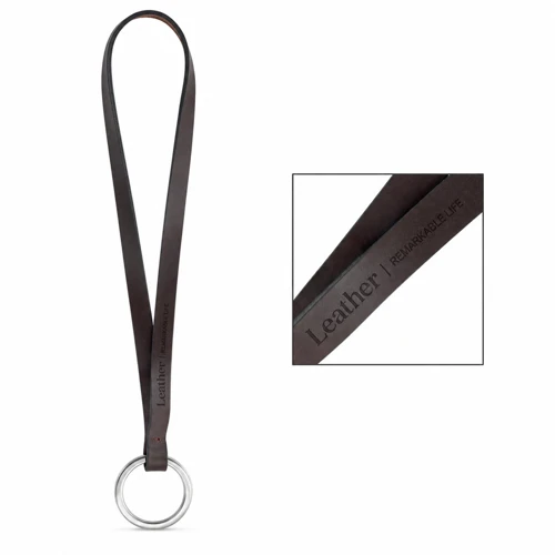 Nyomtatott minta Lanyard LEATHER Short Slim (10 mm) Barna 