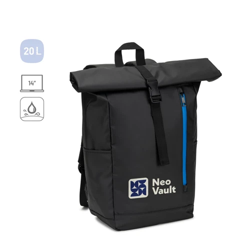 OSASCO BPACK. Rolltop hátizsák cipzáras rendszerrel, amely lehetővé teszi a felsőrész feltekerését a hátizsák térfogatának megfelelően, 600D újrahasznosított poliészterből készült Királykék 