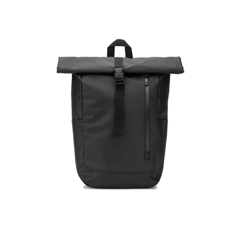 OSASCO BPACK. Rolltop hátizsák cipzáras rendszerrel, amely lehetővé teszi a felsőrész feltekerését a hátizsák térfogatának megfelelően, 600D újrahasznosított poliészterből készült Fekete 