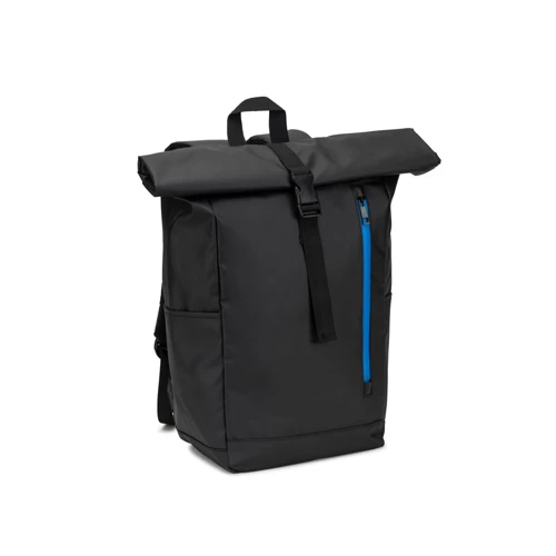OSASCO BPACK. Rolltop hátizsák cipzáras rendszerrel, amely lehetővé teszi a felsőrész feltekerését a hátizsák térfogatának megfelelően, 600D újrahasznosított poliészterből készült Királykék 
