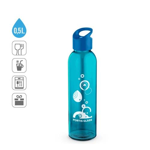 PORTIS GLASS. Üvegpalack PP kupakkal 500 ml Piros 