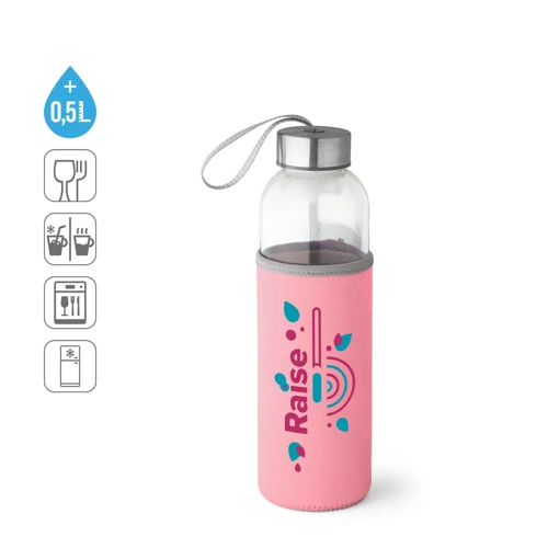RAISE. Üveg és rozsdamentes acél sport palack 520 mL Lila 
