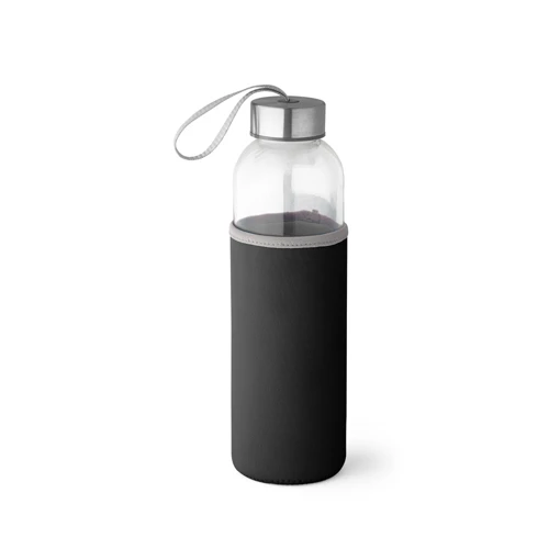 RAISE. Üveg és rozsdamentes acél sport palack 520 mL Fekete 
