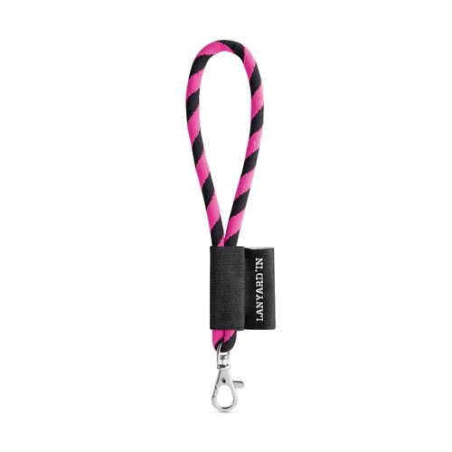 SET Lanyard TUBE Short (Ø 7 mm) 9 mm-es karabinerrel Fekete Rózsaszín 