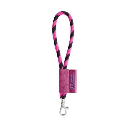SET Lanyard TUBE Short (Ø 7 mm) 9 mm-es karabinerrel Fekete Rózsaszín 