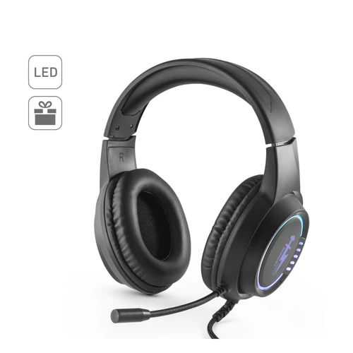 Thorne Headset RGB. ABS gamer fejhallgató kábellel, mikrofonnal és RGB LED fényekkel Fekete 