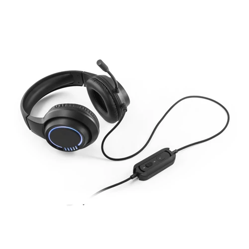 Thorne Headset RGB. ABS gamer fejhallgató kábellel, mikrofonnal és RGB LED fényekkel Fekete 