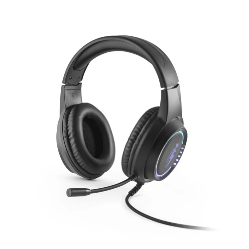 Thorne Headset RGB. ABS gamer fejhallgató kábellel, mikrofonnal és RGB LED fényekkel Fekete 