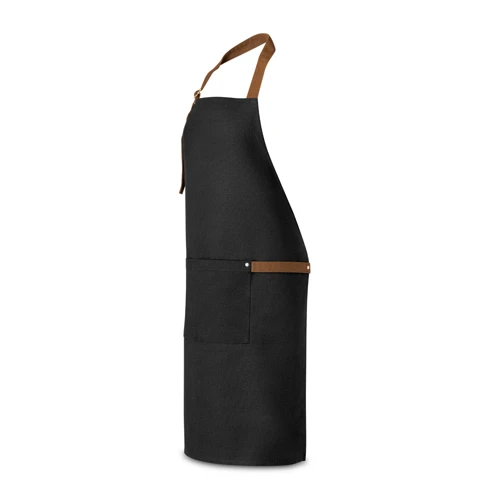 VESPER. 100% pamut vászon kötény (300 g/m²) fém részletekkel Fekete 