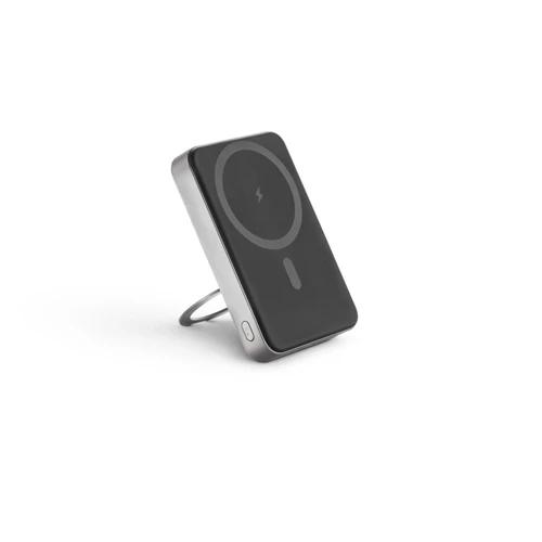 WARSHEL 10. 10.000 mAh-s mágneses power bank 15W szupergyors vezeték nélküli töltővel újrahasznosított ABS-ből (100% rABS) állvánnyal Sötétszürke 