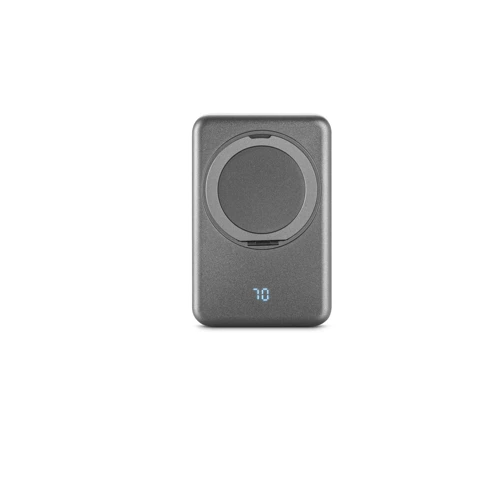 WARSHEL 10. 10.000 mAh-s mágneses power bank 15W szupergyors vezeték nélküli töltővel újrahasznosított ABS-ből (100% rABS) állvánnyal Sötétszürke 