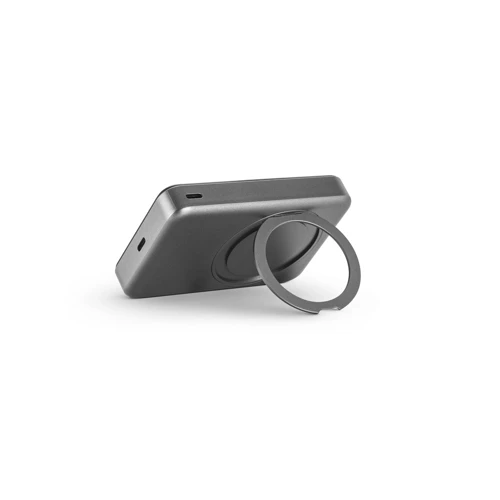 WARSHEL 10. 10.000 mAh-s mágneses power bank 15W szupergyors vezeték nélküli töltővel újrahasznosított ABS-ből (100% rABS) állvánnyal Sötétszürke 
